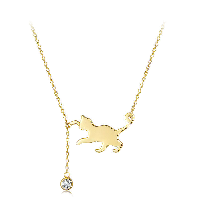 Naughty Kitten 925 Sterling Silver Necklace Personalized Diamond LadyShow.Store