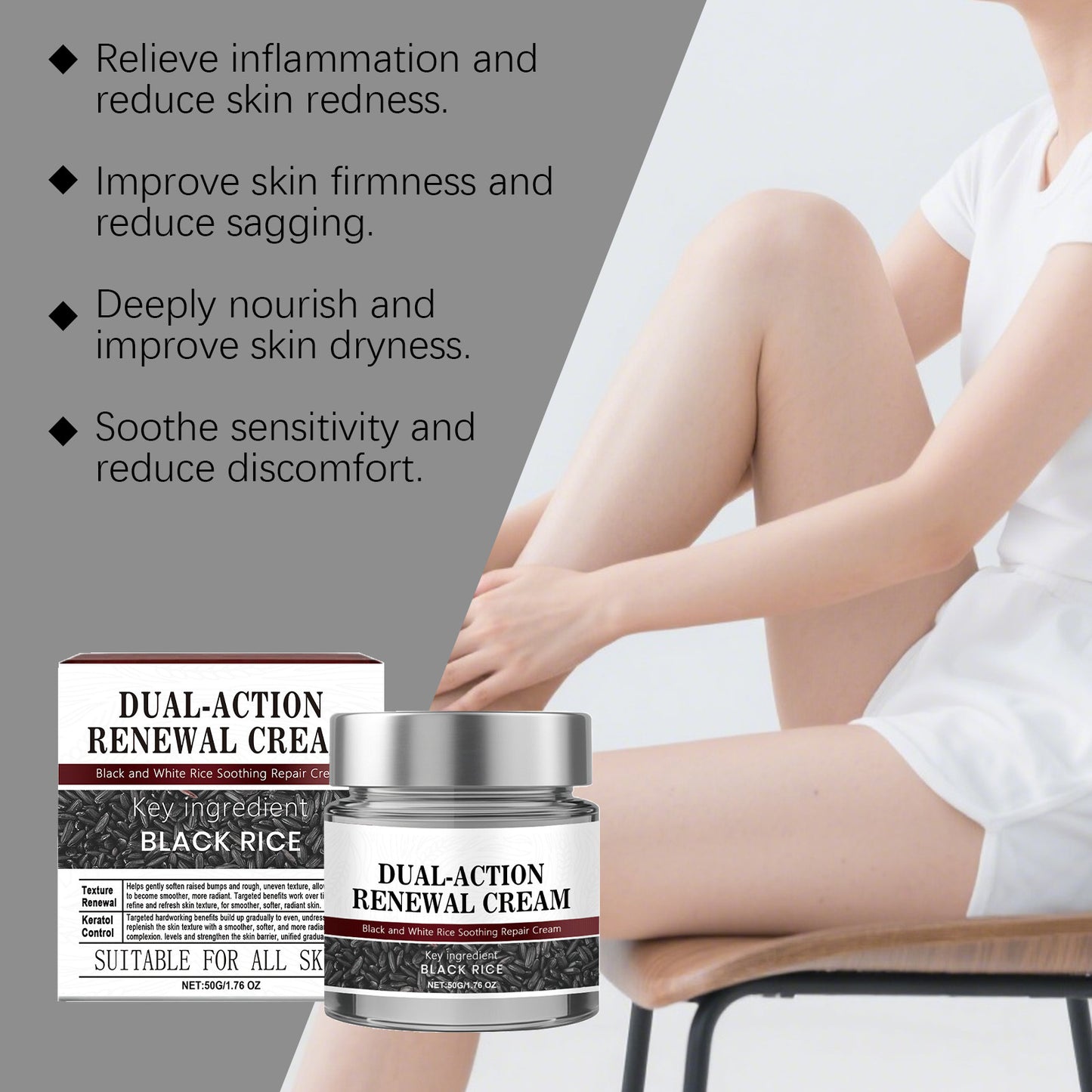 Black Rice Cream Hydrating Tighten Lifting Brightning Repairing Improve Elasticity Prevent Sagging Smoothing Glowing Moisturizer Pi-Mart