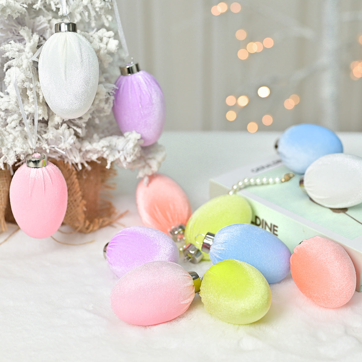 Easter Egg Color Flocking Decoration