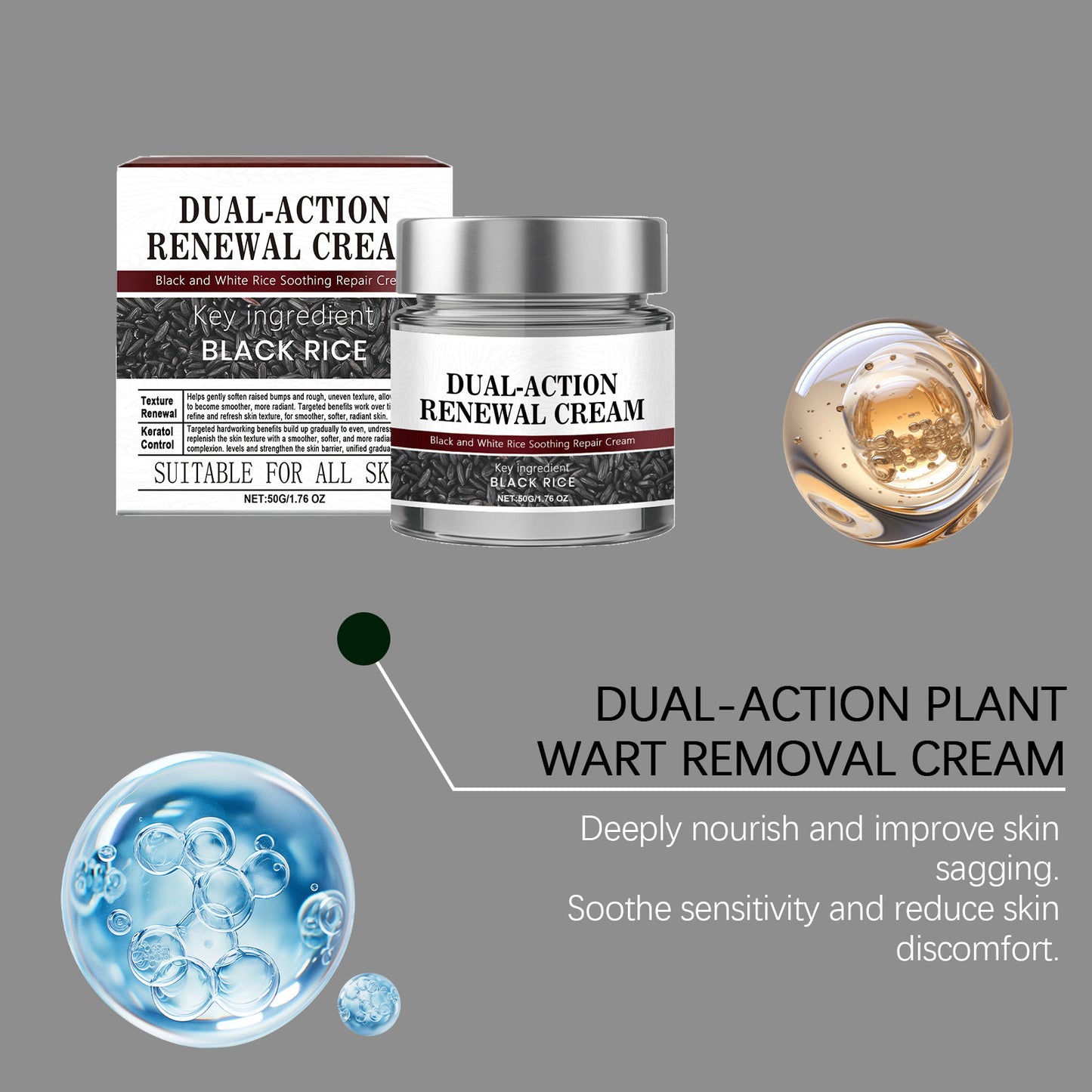 Black Rice Cream Hydrating Tighten Lifting Brightning Repairing Improve Elasticity Prevent Sagging Smoothing Glowing Moisturizer Pi-Mart