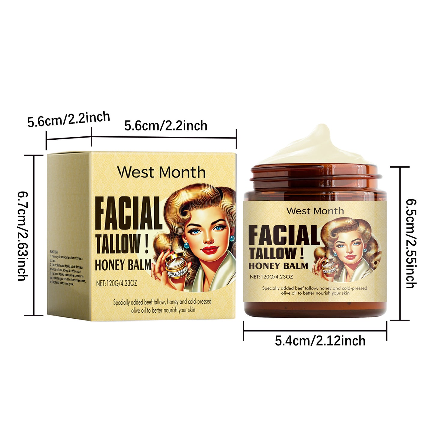 Beef Tallow Face Cream Anti-Wrinkle Moisturizing Dry Improve Redness Soothing Repair Firming Nourishing Smooth Facial Skin Care Pi-Mart