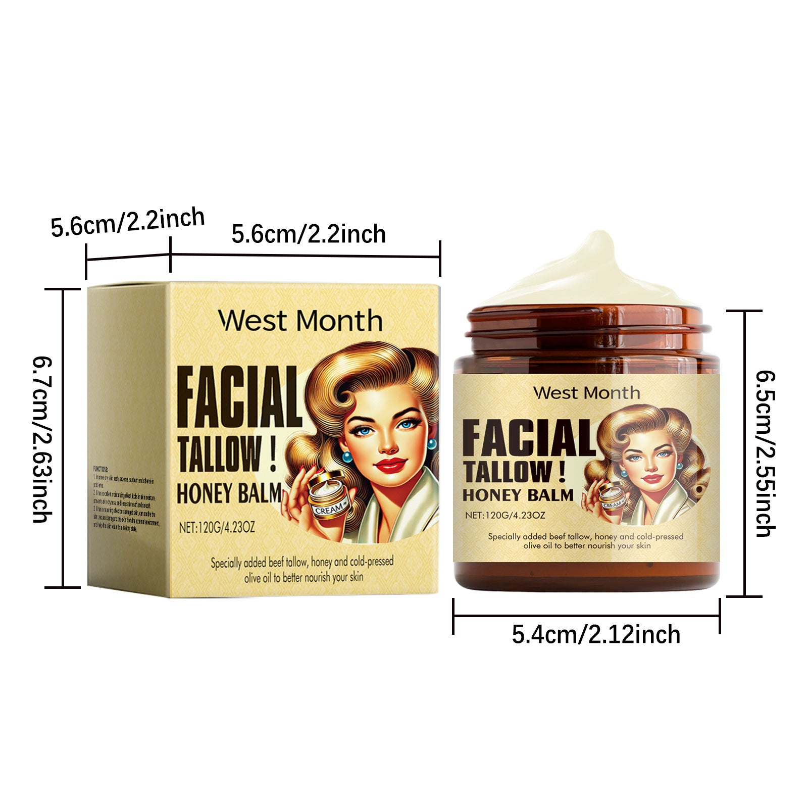 Beef Tallow Face Cream Anti-Wrinkle Moisturizing Dry Improve Redness Soothing Repair Firming Nourishing Smooth Facial Skin Care Pi-Mart