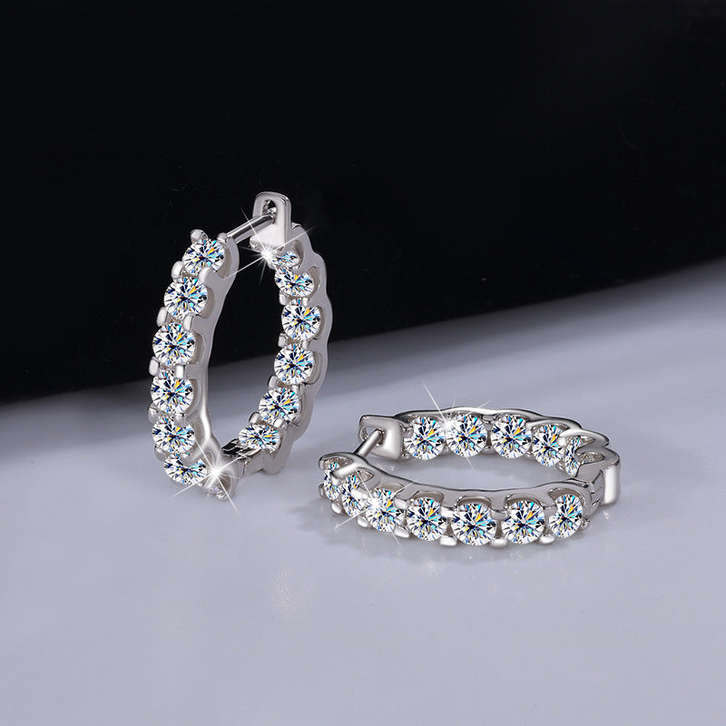 S925 Silver Moissanite Full Diamond Earrings LadyShow.Store