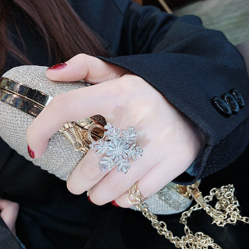 Spinning Ring Temperament Rotatable Snowflake CJD2