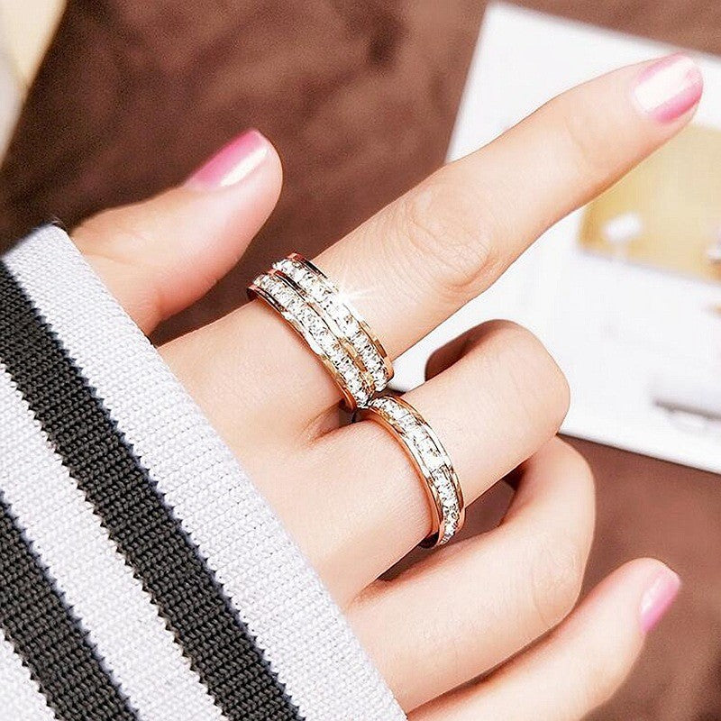 Small Square Diamond Full Diamond Starry Ring CJD2