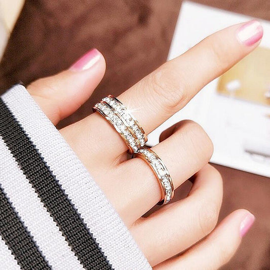 Small Square Diamond Full Diamond Starry Ring CJD2