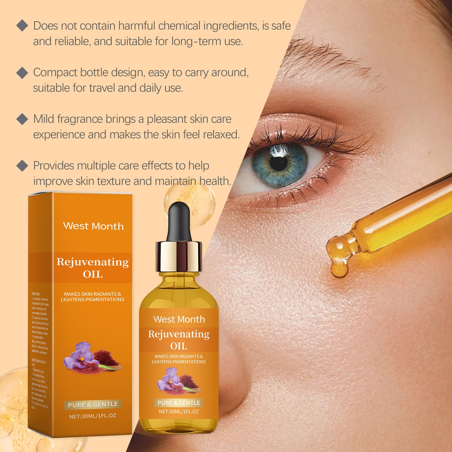 Saffron Serum Anti Wrinkle Lifting Firm Moisturize Smooth Soften Increasing Skin Elasticity Prevent Dryness Facial Essential Oil Pi-Mart