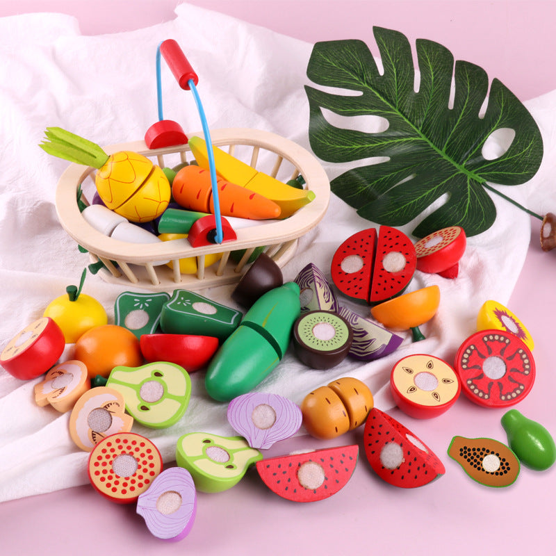 Wooden Vegetable Magnetic Children's Play House Cut Fruit Toys