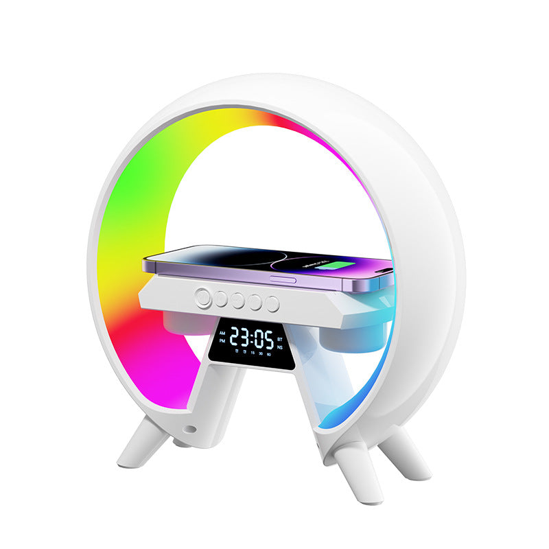 Colorful Bedside With Clock Light Speaker Wireless Charger