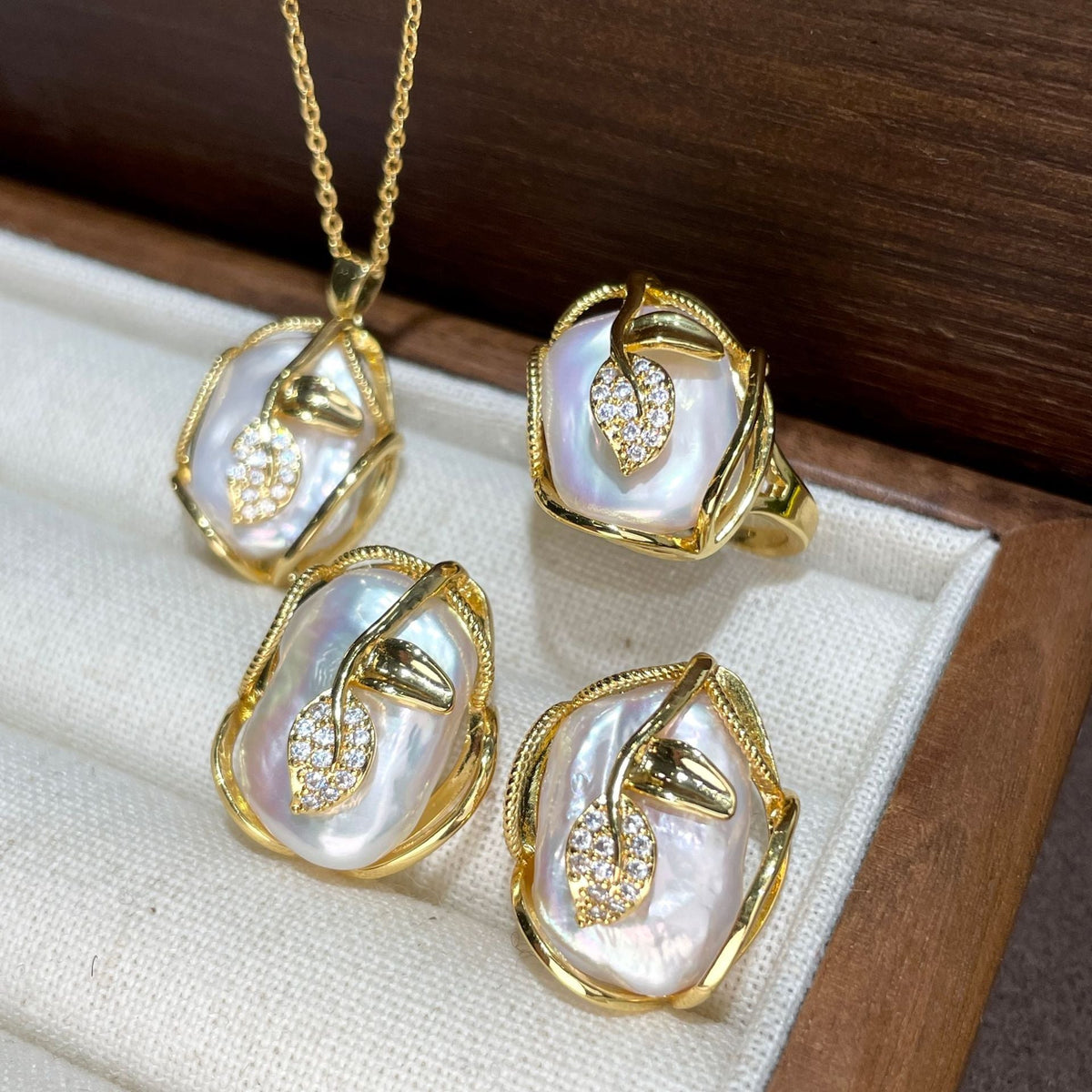 Natural Freshwater Baroque Special-shaped Beads White Color Edison Pearl Eardrop Necklace Pendant Sterling Silver Needle Suit LadyShow.Store