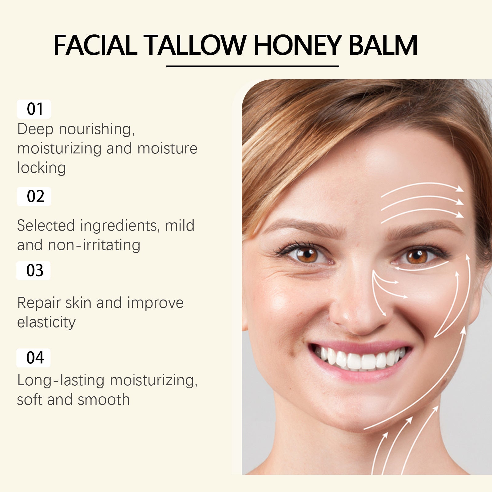 Beef Tallow Face Cream Anti-Wrinkle Moisturizing Dry Improve Redness Soothing Repair Firming Nourishing Smooth Facial Skin Care Pi-Mart