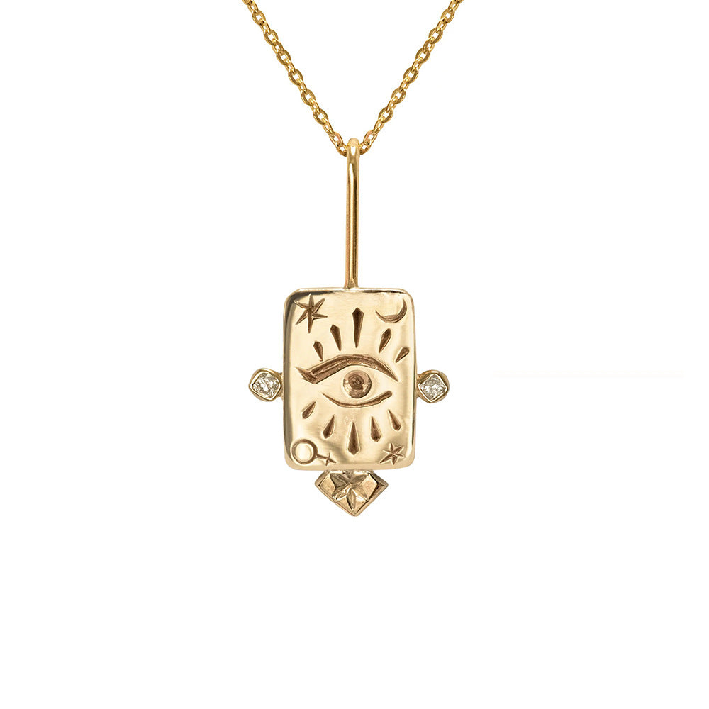 Tarot Titanium Steel Necklace Inlaid Zircon Stainless Steel CJD2