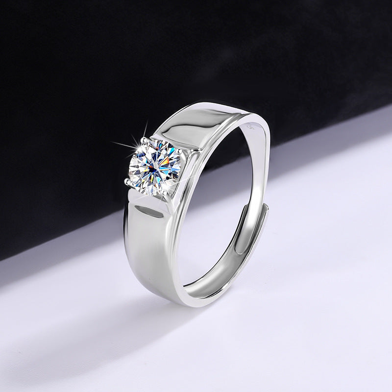 D Color Moissanite Ring Men's Sterling Silver LadyShow.Store