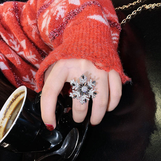 Spinning Ring Temperament Rotatable Snowflake CJD2