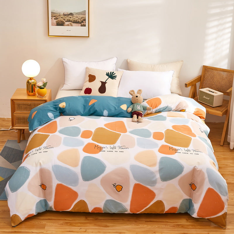 Cotton Duvet Cover One-piece Wholesale Pure Single Double Student Dormitory Bed Sheet Four-piece Set