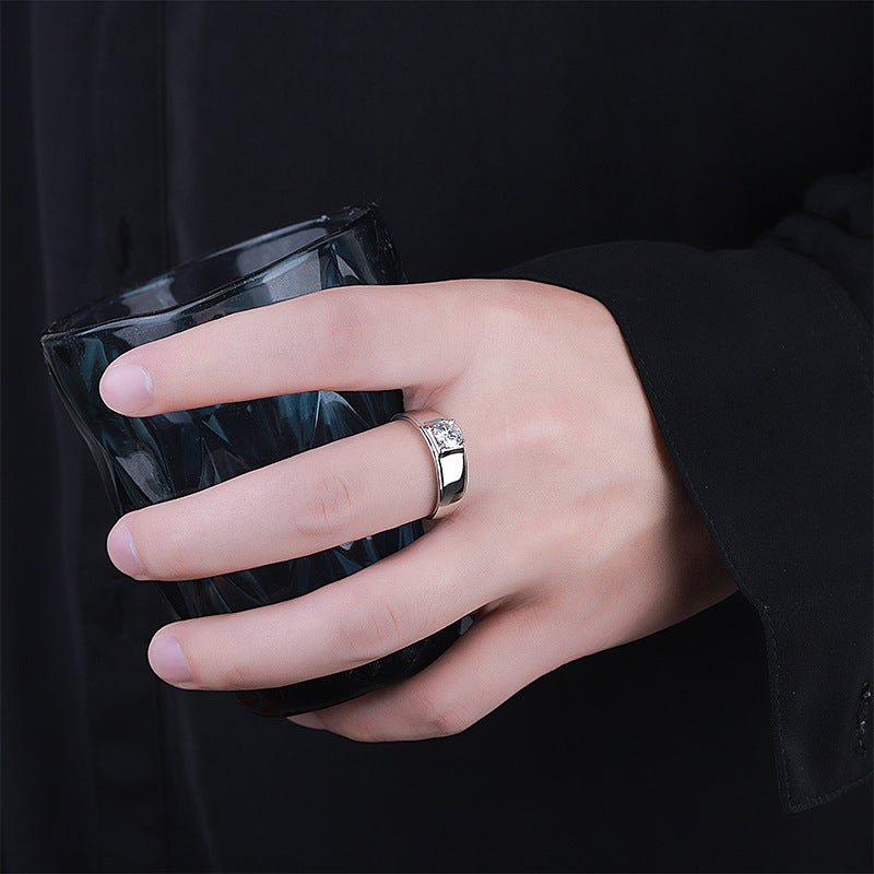 D Color Moissanite Ring Men's Sterling Silver LadyShow.Store