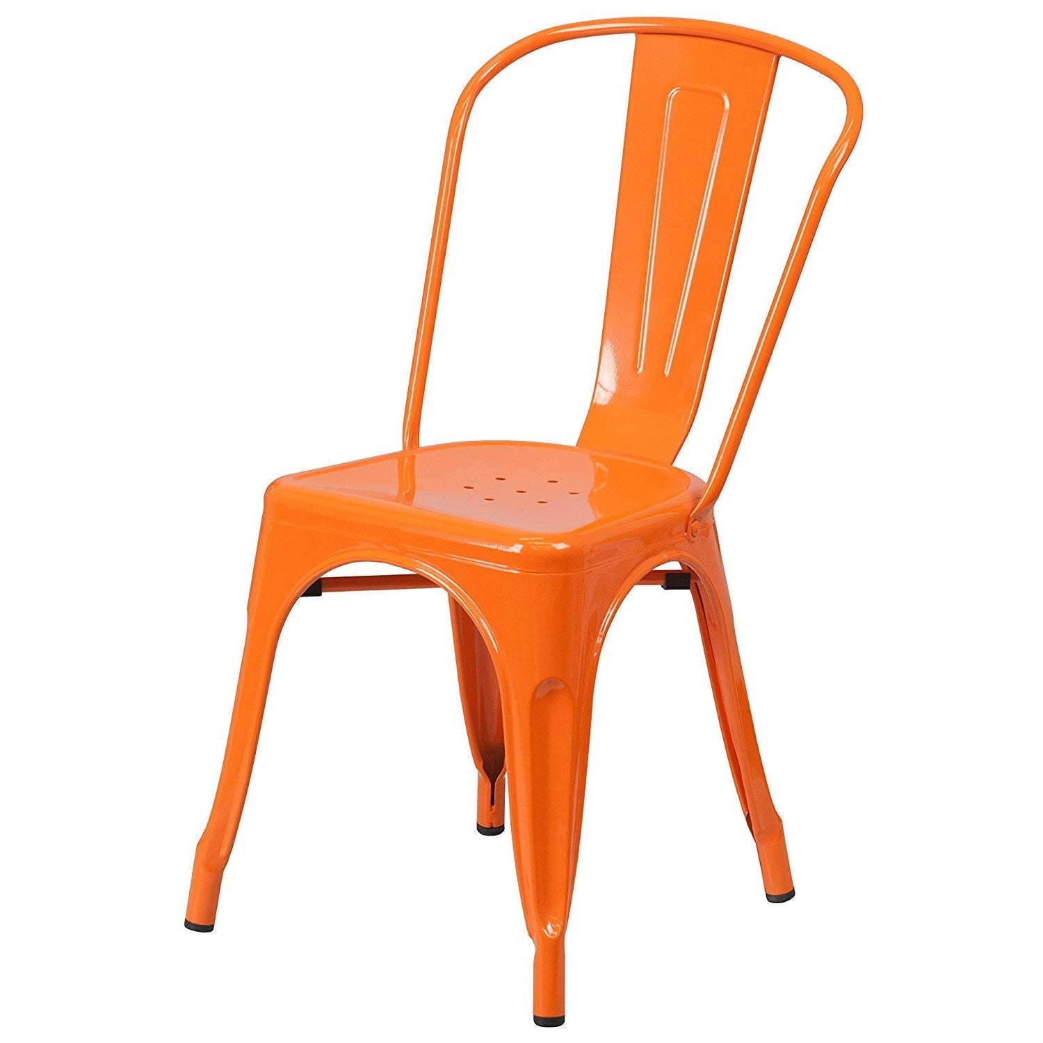 Set of 4 Outdoor Indoor Orange Metal Stacking Bistro Dining Chairs LuxuryLifeWay Online Store