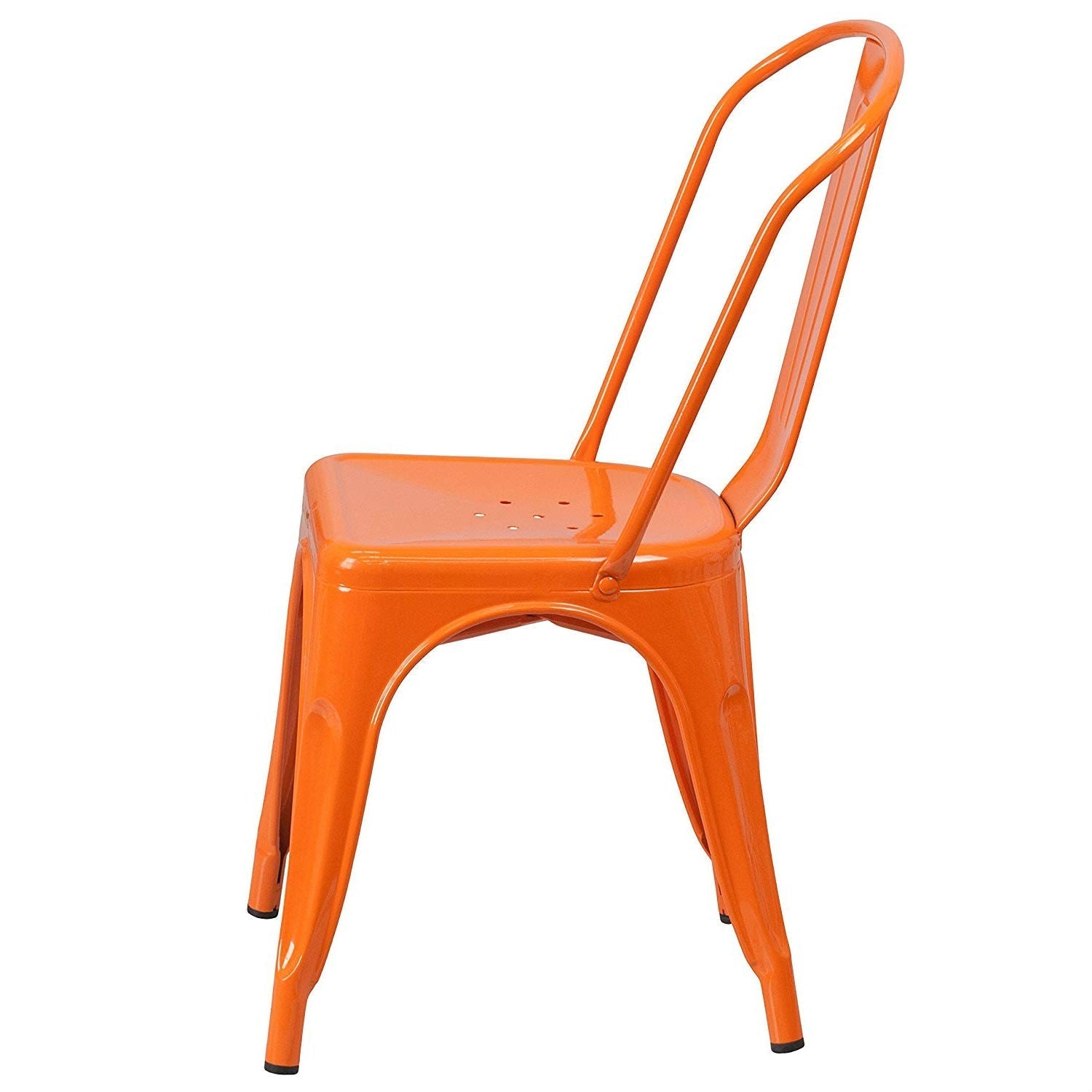 Set of 4 Outdoor Indoor Orange Metal Stacking Bistro Dining Chairs LuxuryLifeWay Online Store