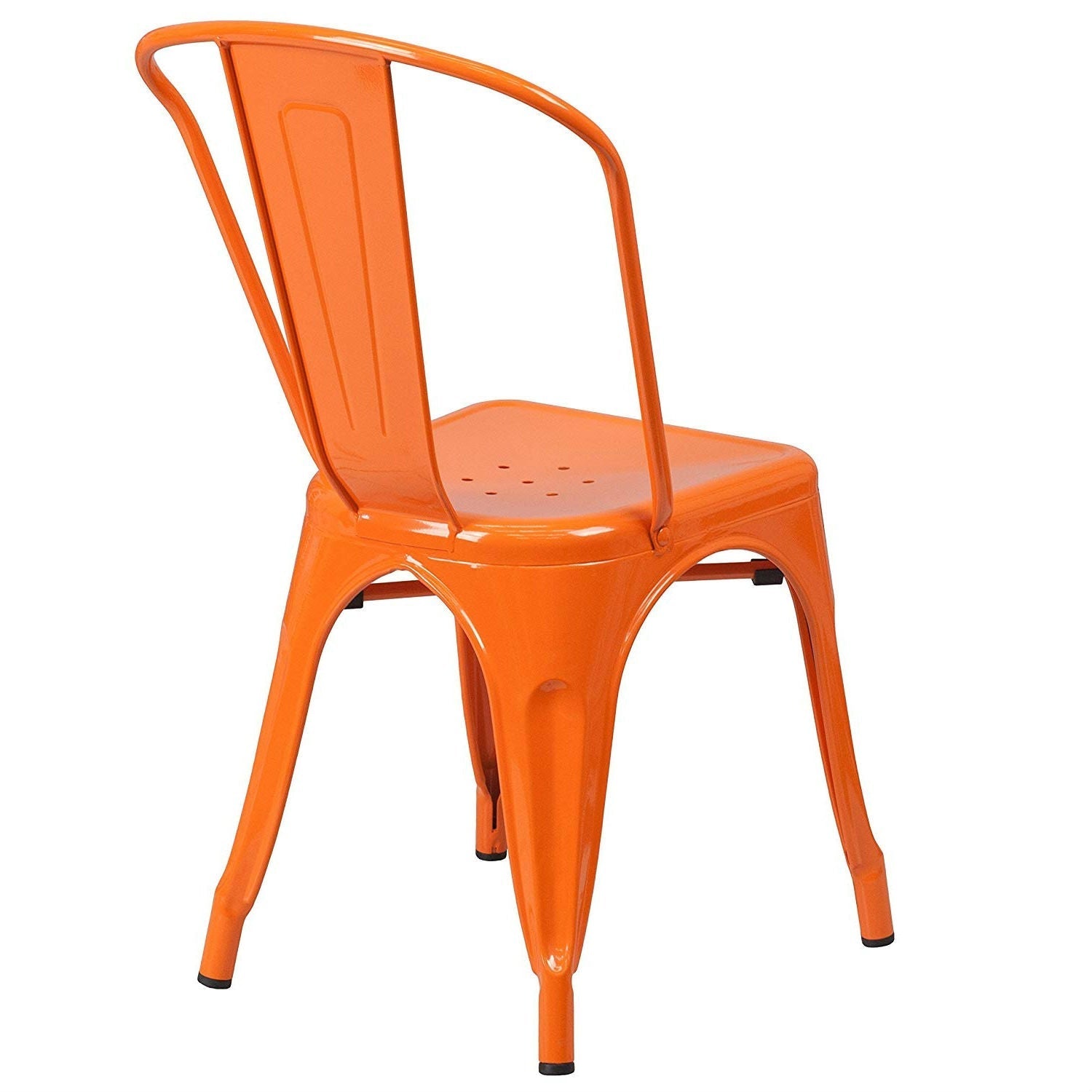 Set of 4 Outdoor Indoor Orange Metal Stacking Bistro Dining Chairs LuxuryLifeWay Online Store