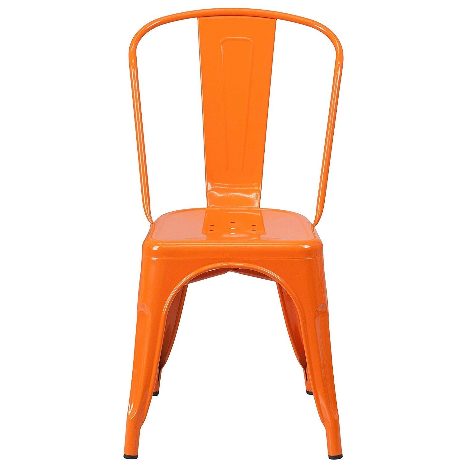 Set of 4 Outdoor Indoor Orange Metal Stacking Bistro Dining Chairs LuxuryLifeWay Online Store