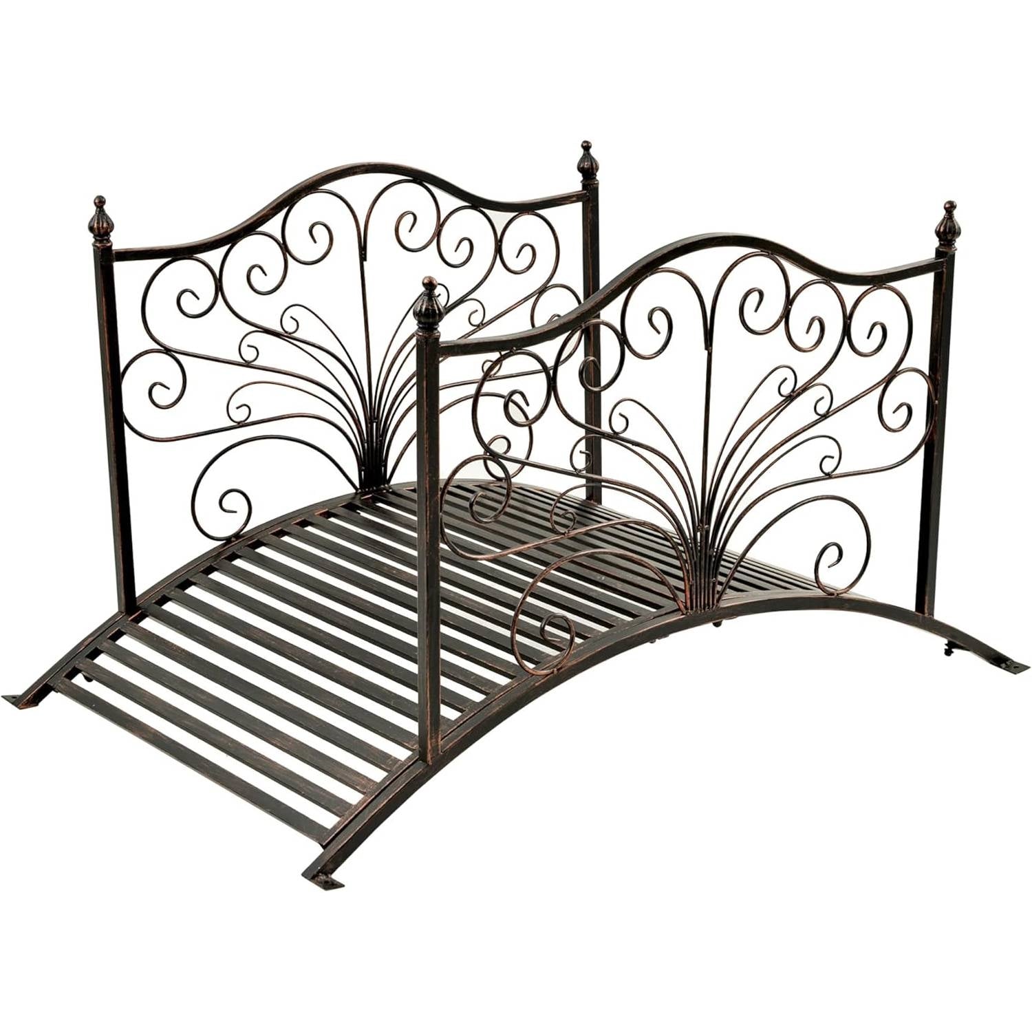 Outdoor 4-ft Heavy Duty Metal Garden Bridge in Black Bronze Finish LuxuryLifeWay Online Store
