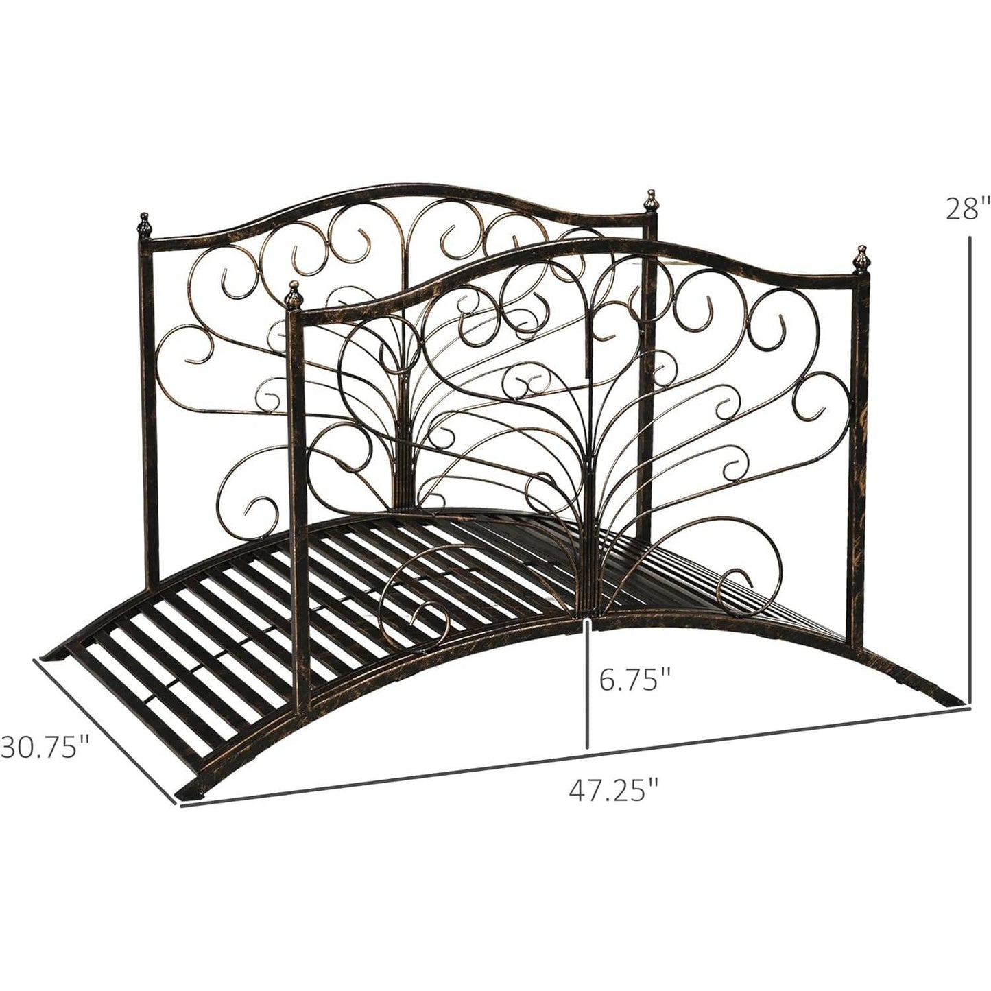 Outdoor 4-ft Heavy Duty Metal Garden Bridge in Black Bronze Finish LuxuryLifeWay Online Store