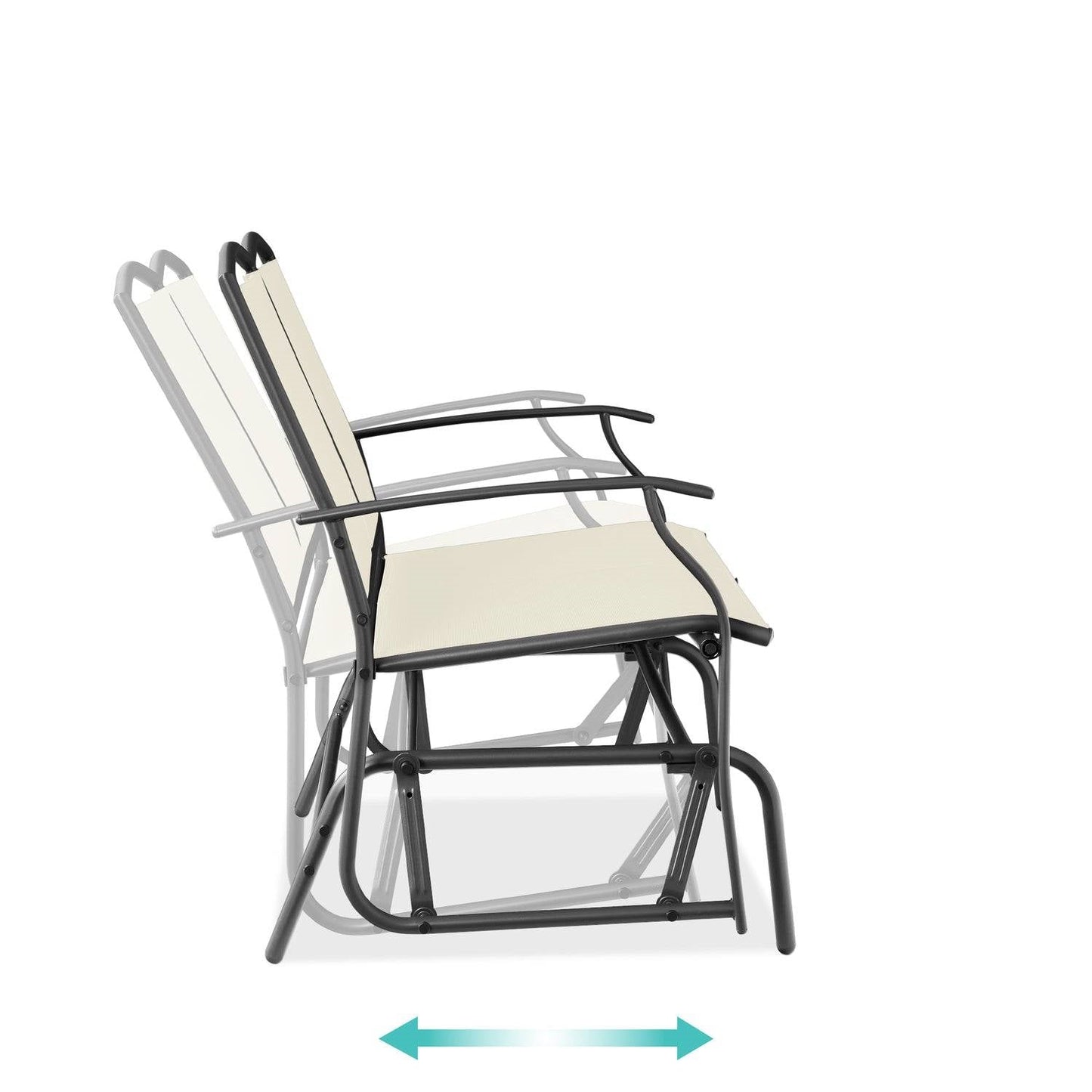 2 Seat Mesh Patio Loveseat Swing Glider Rocker with Armrests in Off White LuxuryLifeWay Online Store