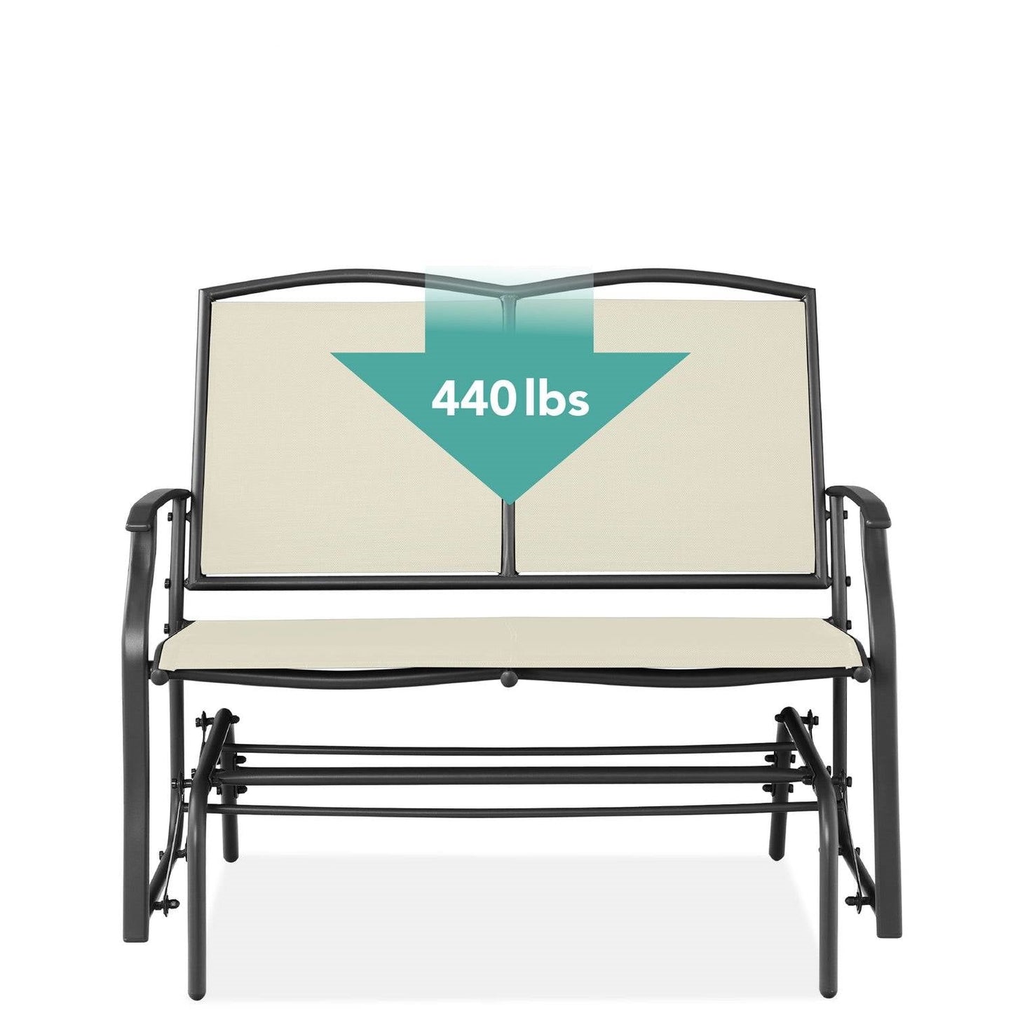 2 Seat Mesh Patio Loveseat Swing Glider Rocker with Armrests in Off White LuxuryLifeWay Online Store