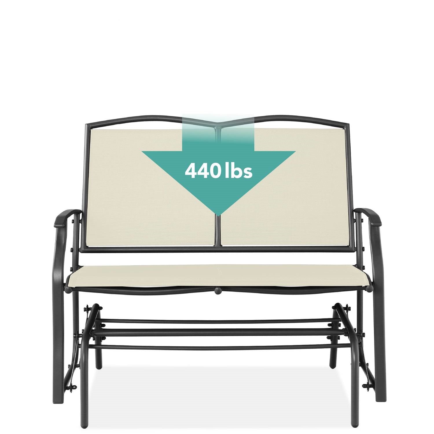 2 Seat Mesh Patio Loveseat Swing Glider Rocker with Armrests in Off White LuxuryLifeWay Online Store