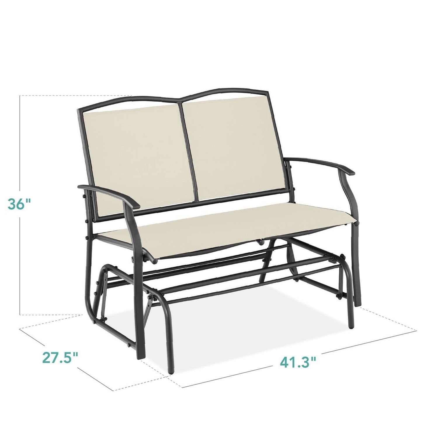 2 Seat Mesh Patio Loveseat Swing Glider Rocker with Armrests in Off White LuxuryLifeWay Online Store