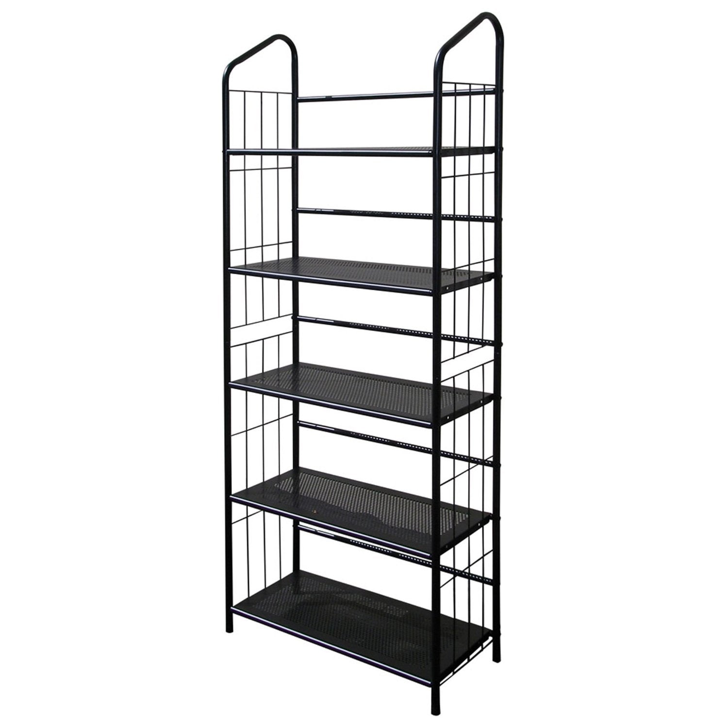 5-Tier Bookcase Storage Shelves Rack in Black Metal LuxuryLifeWay Online Store
