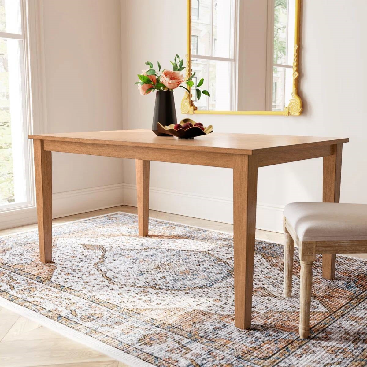 Modern Farmhouse 36 x 60 inch Rectangular Dining Table in Oak Wood Finish LuxuryLifeWay Online Store