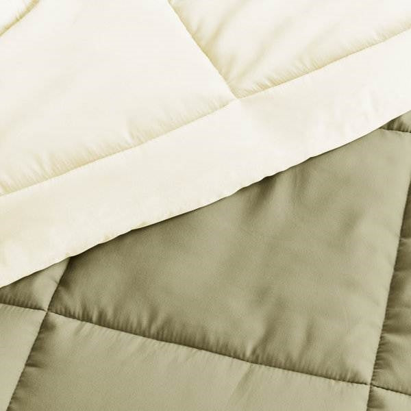 Full/Queen 3-Piece Microfiber Reversible Comforter Set in Sage Green/Cream LuxuryLifeWay Online Store