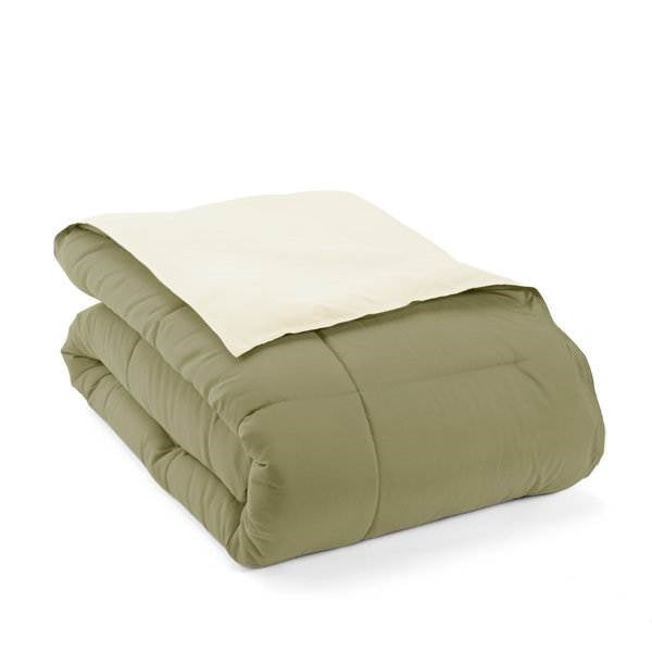 Full/Queen 3-Piece Microfiber Reversible Comforter Set in Sage Green/Cream LuxuryLifeWay Online Store