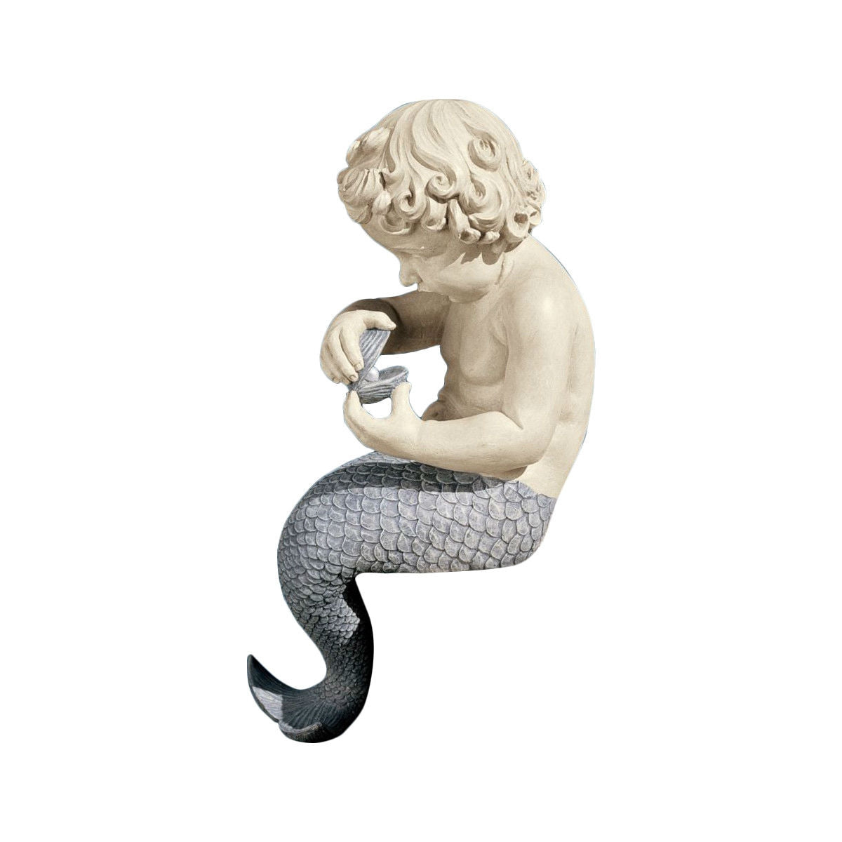 Young Little Sitting Mermaid Garden Statue with Oyster and Pearl LuxuryLifeWay Online Store