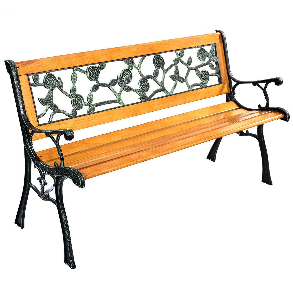 49 1/2 Inch Patio Park Garden Porch Chair Bench - Color: Brown LuxuryLifeWay Online Store