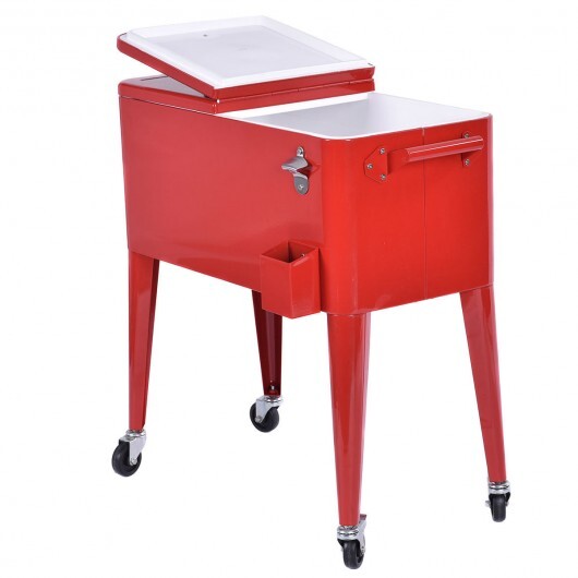 Red Portable Outdoor Patio Cooler Cart LuxuryLifeWay Online Store