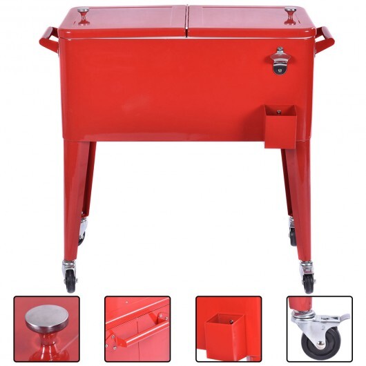 Red Portable Outdoor Patio Cooler Cart LuxuryLifeWay Online Store
