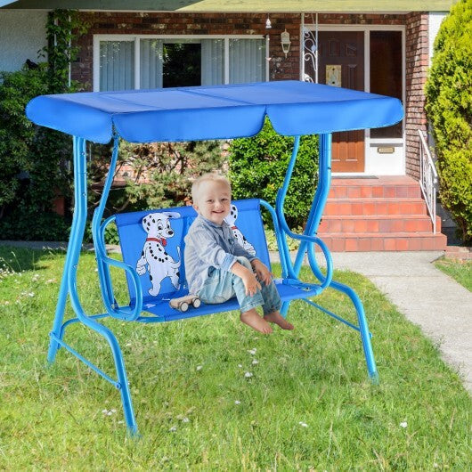 Outdoor Kids Patio Swing Bench with Canopy 2 Seats - Color: Blue LuxuryLifeWay Online Store