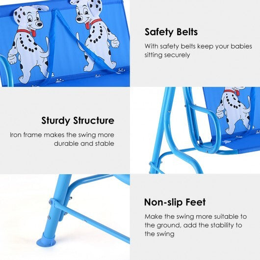 Outdoor Kids Patio Swing Bench with Canopy 2 Seats - Color: Blue LuxuryLifeWay Online Store