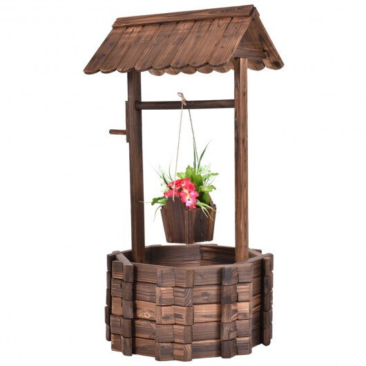 Outdoor Wooden Wishing Well Planter Bucket LuxuryLifeWay Online Store