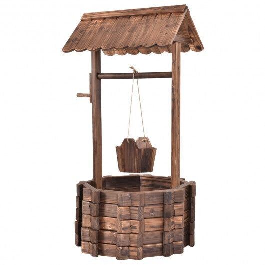 Outdoor Wooden Wishing Well Planter Bucket LuxuryLifeWay Online Store