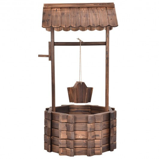 Outdoor Wooden Wishing Well Planter Bucket LuxuryLifeWay Online Store