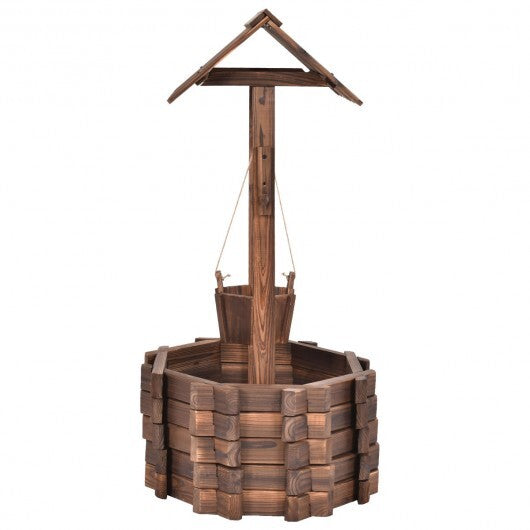 Outdoor Wooden Wishing Well Planter Bucket LuxuryLifeWay Online Store