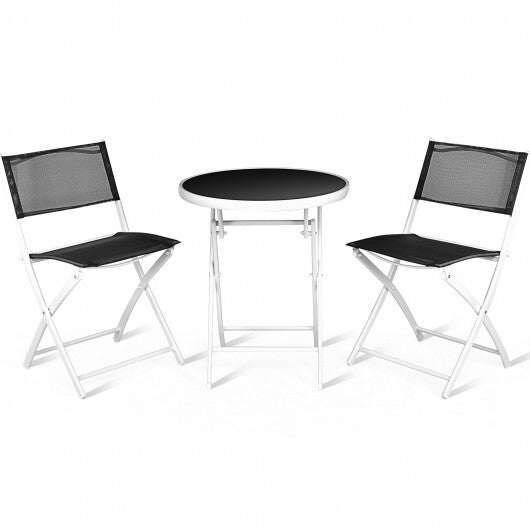 3 Pieces Patio Folding Bistro Set for Balcony or Outdoor Space-Black LuxuryLifeWay Online Store