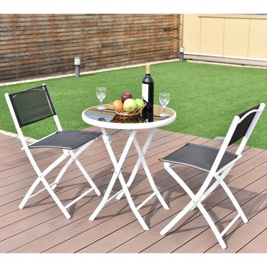 3 Pieces Patio Folding Bistro Set for Balcony or Outdoor Space-Black LuxuryLifeWay Online Store