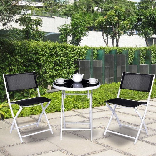 3 Pieces Patio Folding Bistro Set for Balcony or Outdoor Space-Black LuxuryLifeWay Online Store
