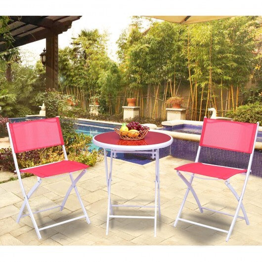3 Pieces Patio Folding Bistro Set for Balcony or Outdoor Space-Black LuxuryLifeWay Online Store