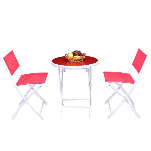 3 Pieces Patio Folding Bistro Set for Balcony or Outdoor Space-Black LuxuryLifeWay Online Store