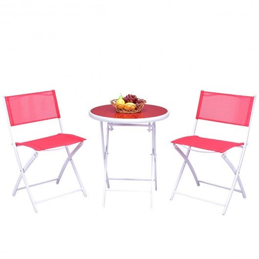 3 Pieces Patio Folding Bistro Set for Balcony or Outdoor Space-Black LuxuryLifeWay Online Store